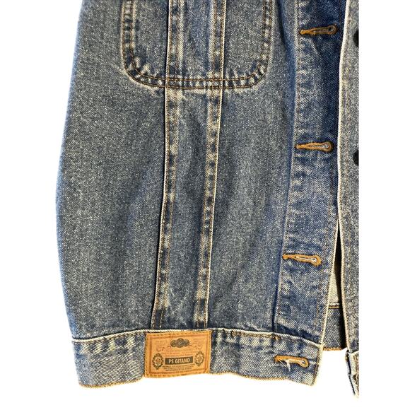 80's Vintage PS Gitano Women's Medium Jean Denim Button Up Vest Button Down - Picture 3 of 6